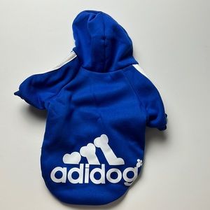 Dog sweatshirt hoodie “adidog”, blue